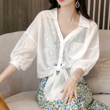 防晒衣女款开衫外搭夏季短款小外套薄款空调衬衫披肩上衣百搭清雅