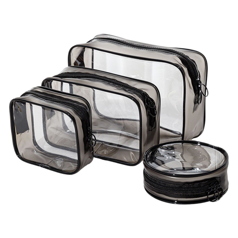 Bolsa de cosméticos transparente impermeable de pvc, bolsa de cosméticos portátil, bolsa de cosméticos simple, bolsa de aseo de pvc, fabricante listo en stock, entrega directa