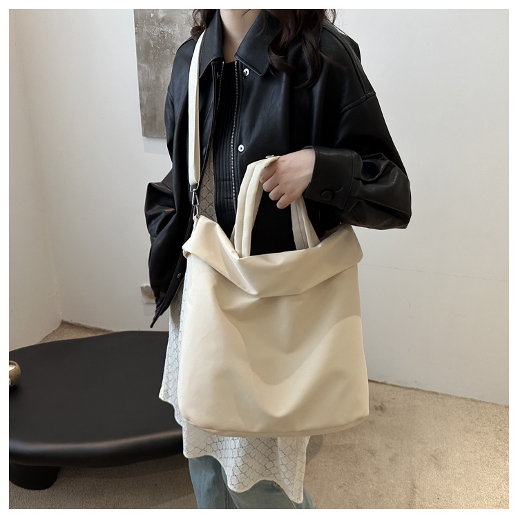 New casual nylon fashion solid color 2024 large-capacity solid color tote canvas crossbody single-shoulder hand-held Tote bag undefined