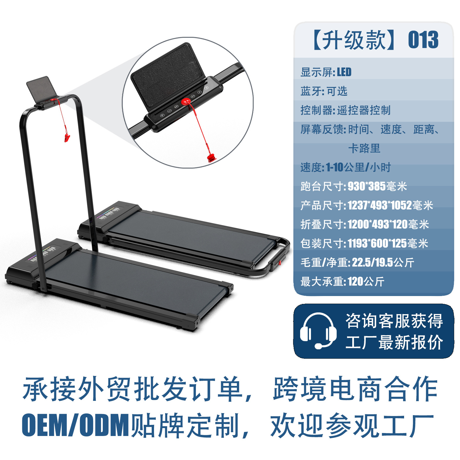 Caminadora plegable eléctrica para uso doméstico, silenciosa, con absorción de impactos, de fábrica, OEM, marca personalizada, exportación.