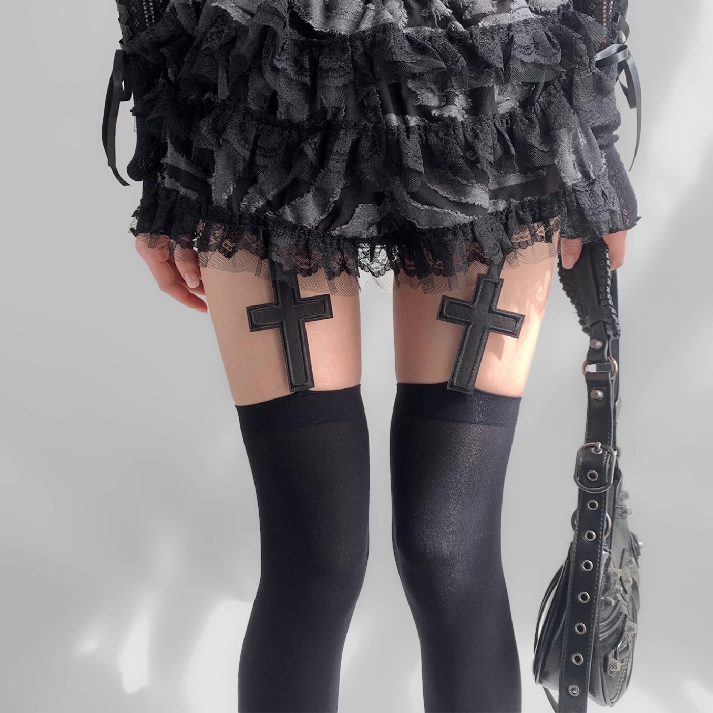 Gothic Style Cross Dark Y2K Millennial Sexy Style Stockings Subculture Pantyhose Jk Garter Stockings