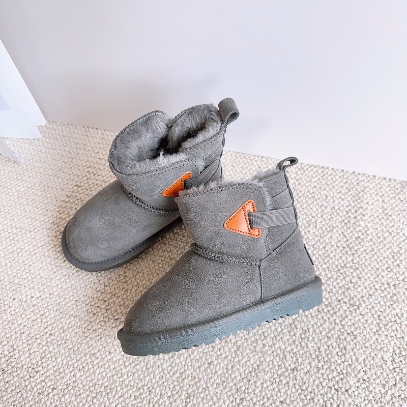 Neue Kinder-Schneestiefel aus echtem Leder, plüschig und warm für Jungen und Mädchen, wasserdichte Mädchenstiefel, Baby_voghion.com
