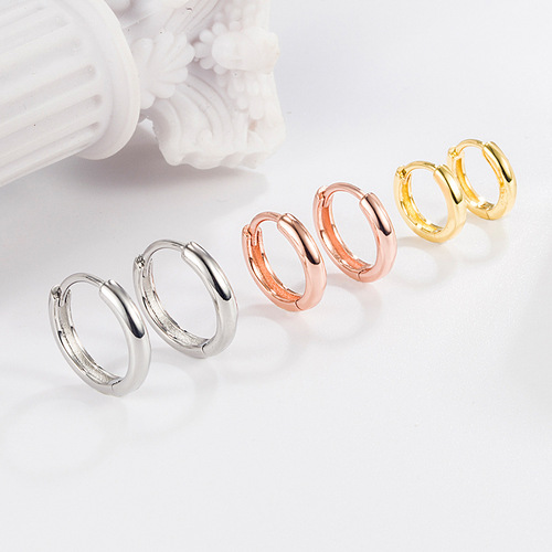 European and American personalized fashion multi-size glossy circle earrings golden years the same style golden trend earrings