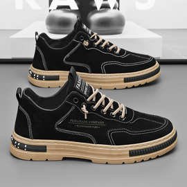 黑色工装男鞋2025夏季新款防滑耐磨工作板鞋男士上班休闲运动潮鞋