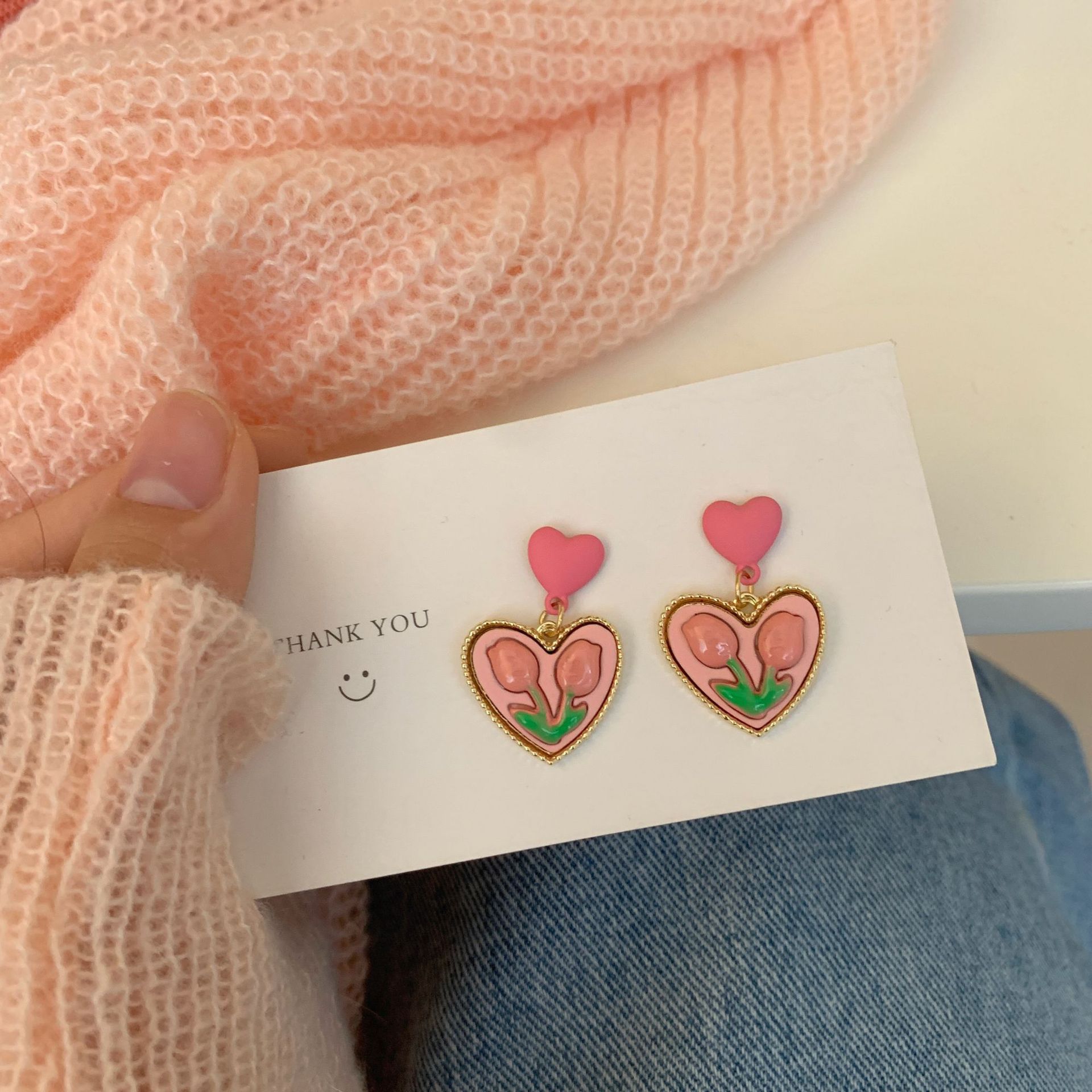 Alloy Material 1 Pair Simple Style Heart Shape Stoving Varnish Alloy Drop Earrings Ear Studs