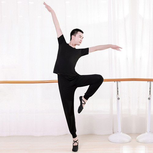 Dance clothing men's suit new practice clothing top modern dance school men's body training clothing black carrot pants