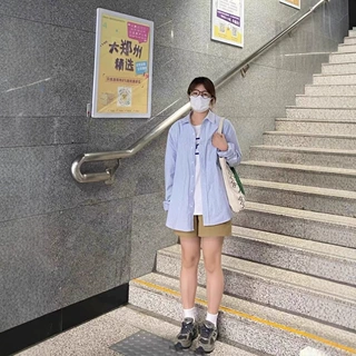 条纹复古衬衫女2024春秋新款韩系内搭叠穿衬衣设计感小众长袖上衣