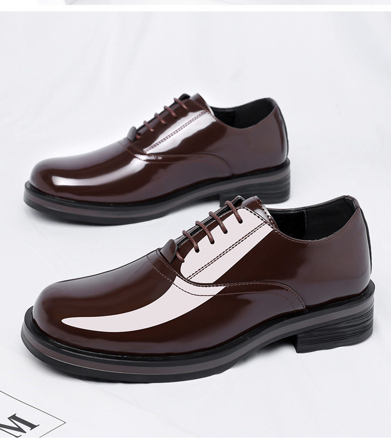 Giày Derby da đế dày cỡ lớn mũi tròn phong cách thanh lịch, giày công sở và dự tiệc cho nam — Màu nâu, màu đen chi tiết 18
