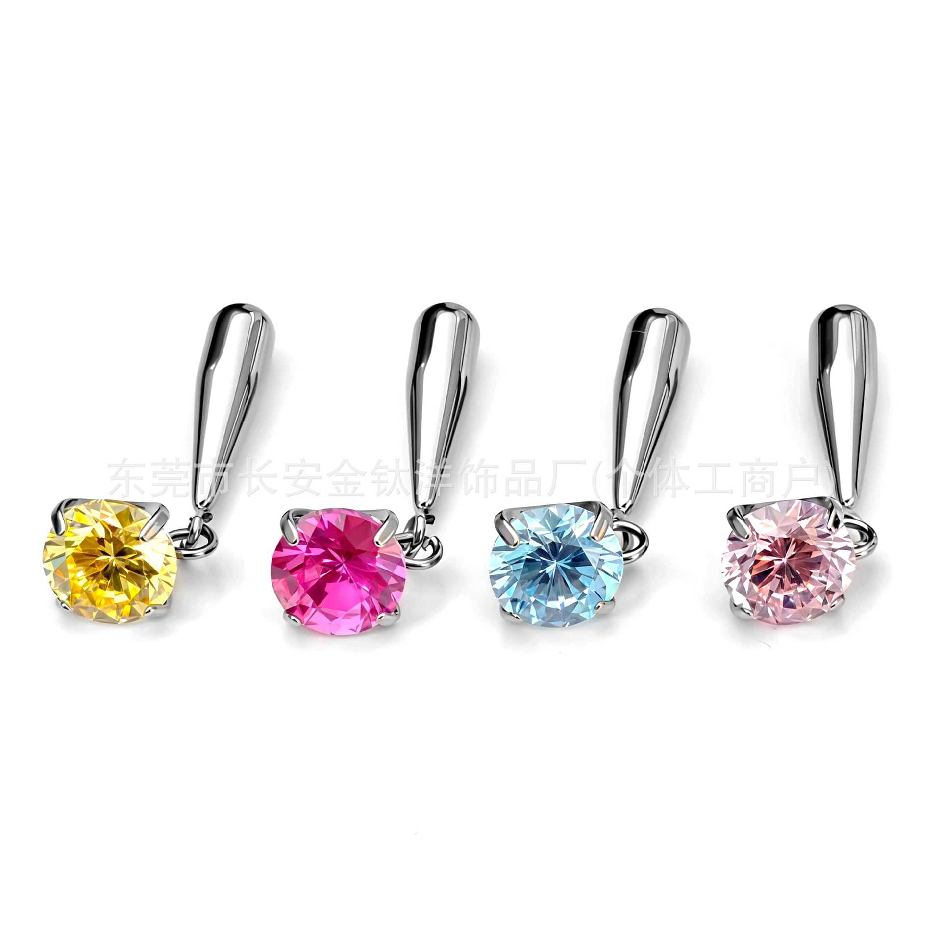 F136 Titanium Water Drop 5A Zircon Pendant Earring, Ear Bone Stud, Navel Stud, G23 Titanium Alloy Body Piercing Jewelry detail image 7