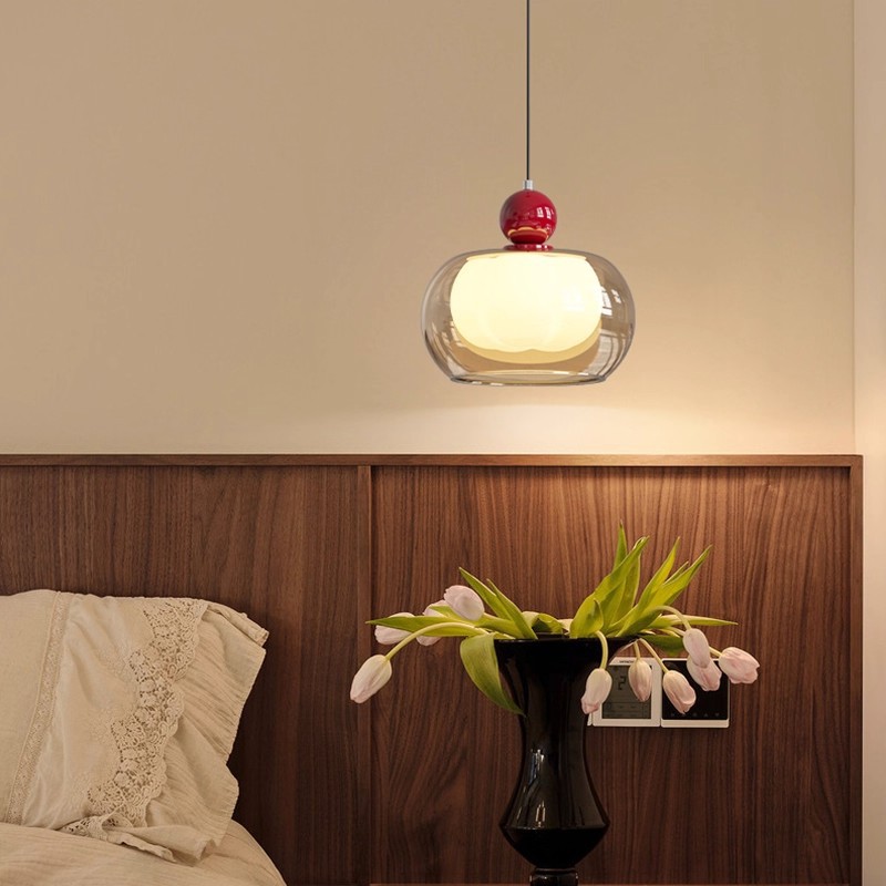 Lámpara del restaurante lujosa de alto nivel de vidrio retro francés estilo medieval creativo calabaza tres cabezas lámparas de bar de sala de estar