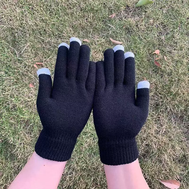 Black knitted gloves, halloween