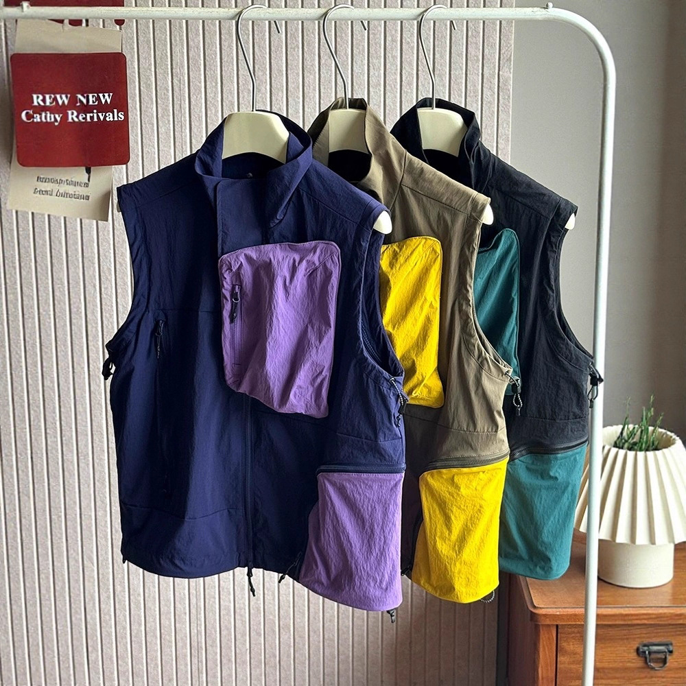 Factory Order! Autumn Couple's Outdoor Mountain-style Detachable Large-pocket Color-blocked Sleeveless Casual Vest For_voghion.com