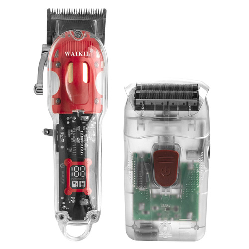 Cross-border best-selling transparent professional electric trimmer, electric hair clipper, salon oil head sculpture hair cutter set, balding magic tool