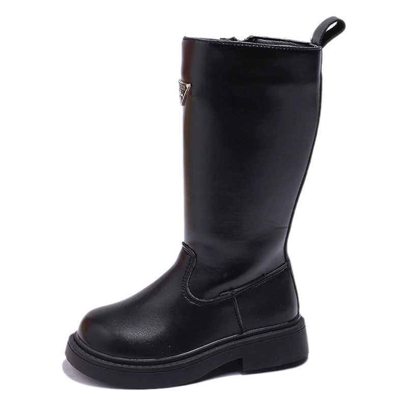 Сапоги для девочек, осень-зима 2024, новые детские сапоги, модные высокие сапоги принцессы на флисовой подкладке с боковой молнией, сапоги