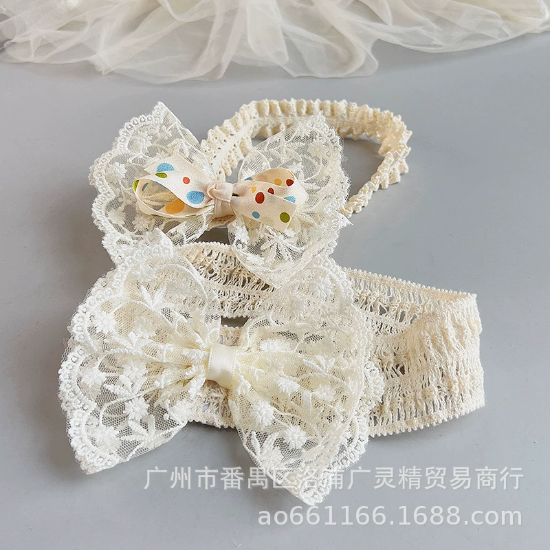 Весенне-летняя Милая Кружевная повязка для волос для маленьких девочек, головной убор с фонтанелле, детская эластичная повязка на голову в полнолуние сто дней