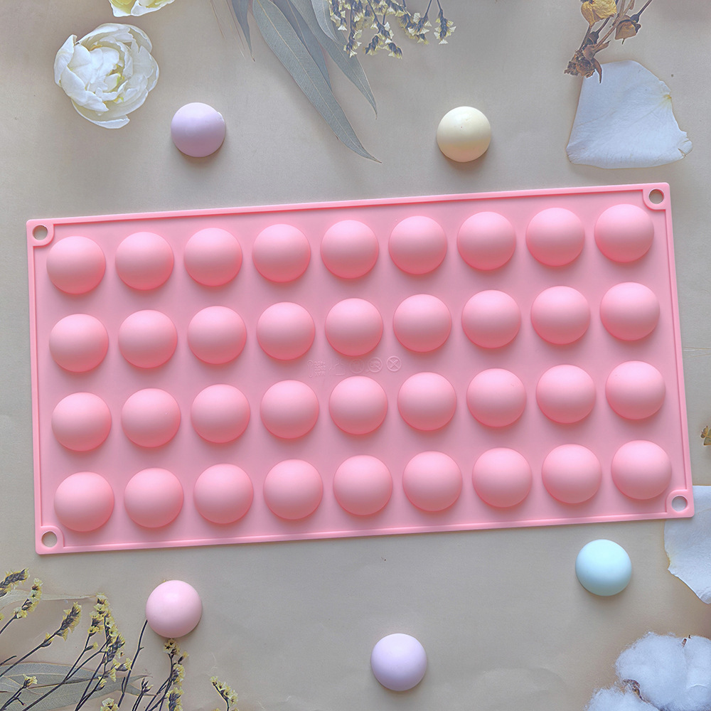 36 pequeños semicírculos 438 chocolate molde de silicona pudín pastel molde de postre jabón utensilios azules