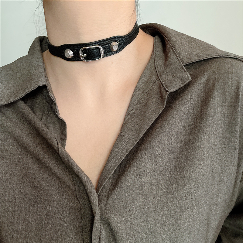 Punk Leather Short Collar Wholesale display picture 5