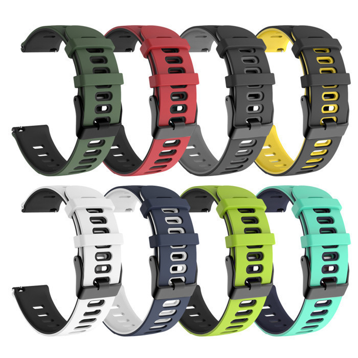 Suitable for Garmin Vivoactive 4 Two-Color Rubber Watch Strap 22mm Wristband Suitable for Garmin Vivoactive 4 Two-Color Rubber Watch Strap 22mm Wristband