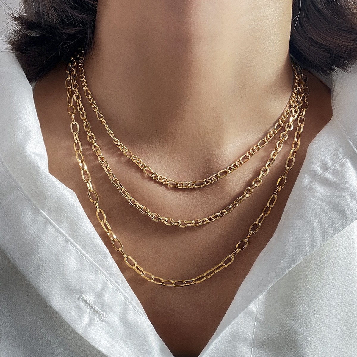 Collier à maillons en os de serpent superposés, style européen et américain, haut de gamme, luxe léger, collection française, très prisée à l'export._voghion.com