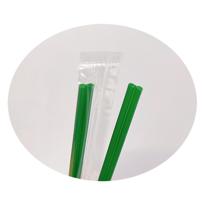 18cm paja de café desechable verde doble agujero bolsa de película de embalaje independiente paja de café Café varilla de agitación