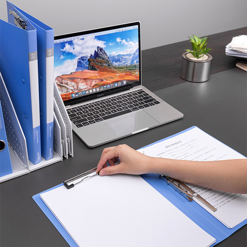 Deli 5302ES folder student test paper office document storage report folder single clip double clip long pressure clip stationery