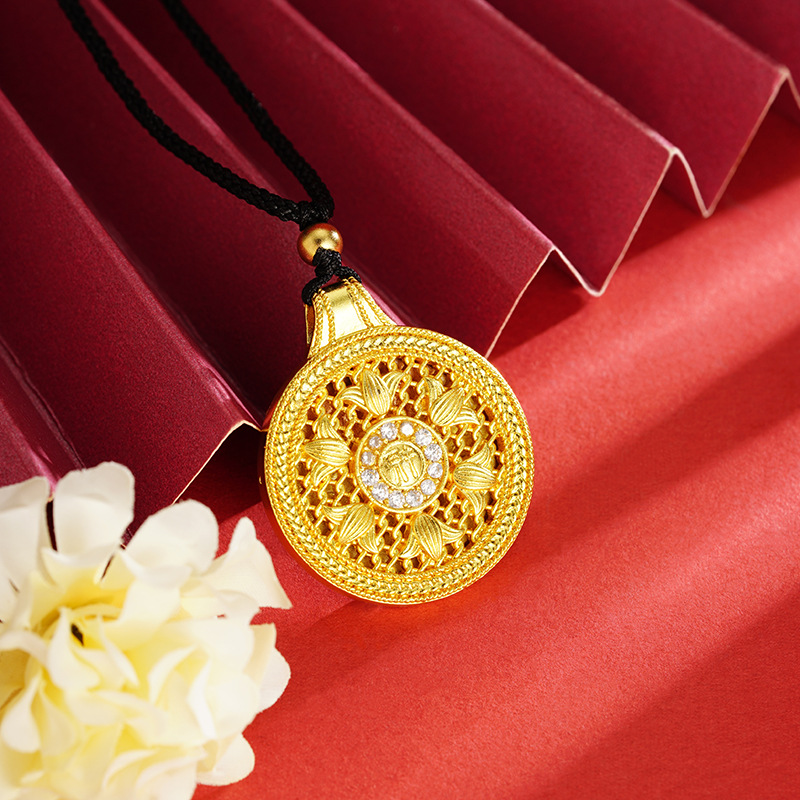 Vietnam Shajin Luohan disco micro aleación de cobre collar de cuerda negra Yiwu joyería China fábrica de suministro al por mayor image 3