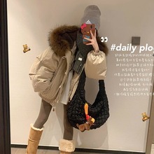 牛角扣大毛领连帽棉服外套女短款冬季韩系小个子加厚工装派克服