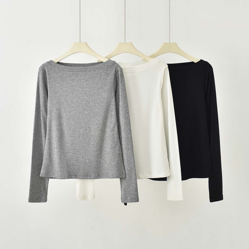 Lyocell Tencel Merino Wool One-Shoulder Long-Sleeve T-Shirt Slim Fit Basic Versatile Base Layer Top Lyocell Tencel Merino Wool One-Shoulder Long-Sleeve T-Shirt Slim Fit Basic Versatile Base Layer Top