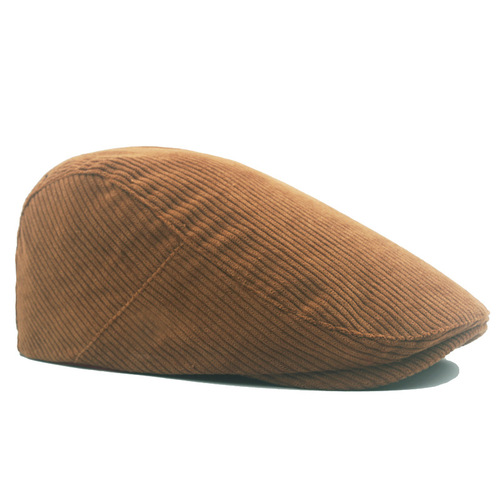 Autumn fedora hat for men, corduroy British retro artist hat, casual stylish forward hat, adjustable newsboy hat