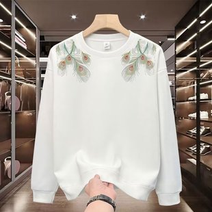 2024 New Autum Heavyweight Trendy Brand High Street Printed Long-Sleeved Sweatshirt Men's Round Neck Casual Top Jacket Ins