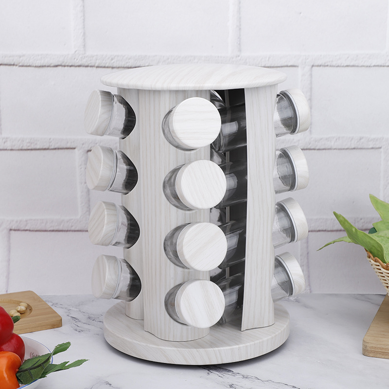 Suministro directo de fábrica de acero inoxidable traje condimento frasco de vidrio condimento botella cocina madera grano inferior comino pimienta condimento botella