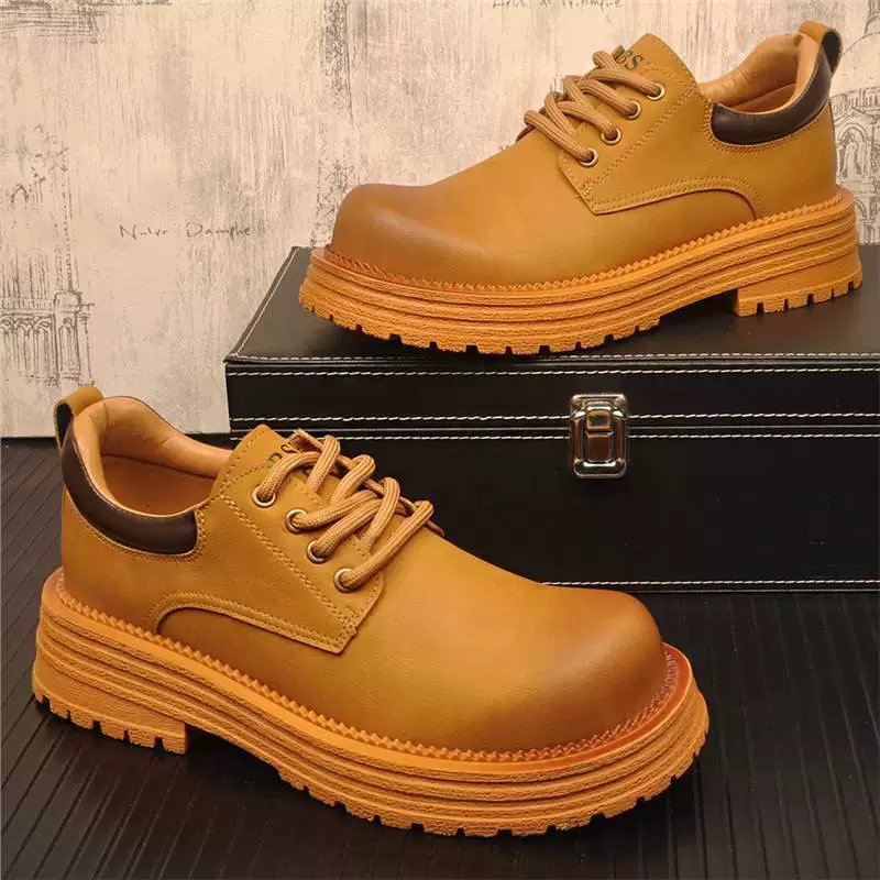 Мужские осенне-зимние коричневые модные туфли martin с низким берцем в стиле ретро, ​​рабочая обувь на толстой подошве, деловые повседневные большие кожаные туфли