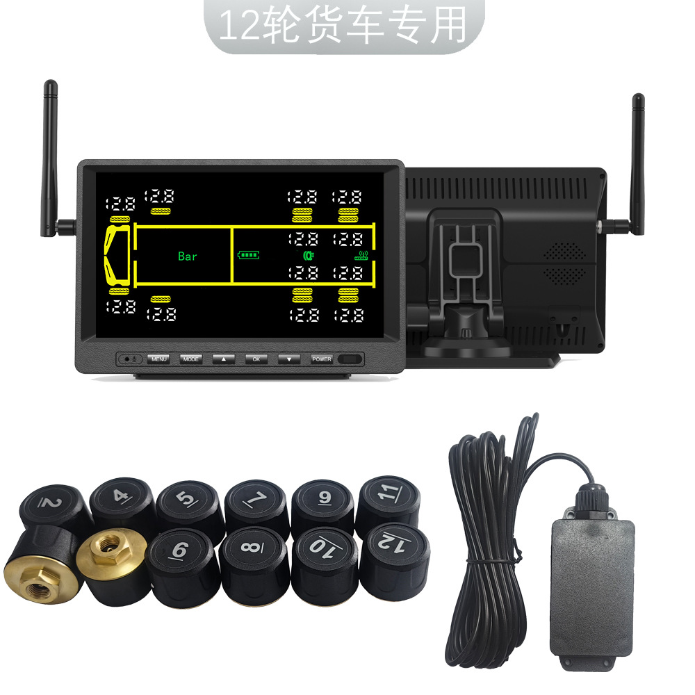 Truck Large-Screen Tire Pressure Monitor Tpms 14-Wheel 16-Wheel 18-Wheel 20-Wheel 22-Wheel External Tire Monitoring System