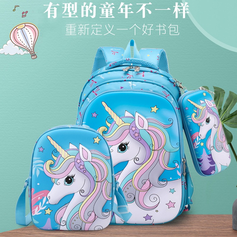 2021 new three-piece student schoolbag k...