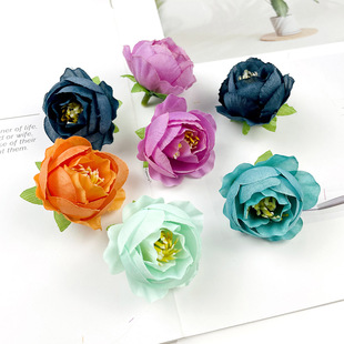 European-style small peony flower head diy silk cloth fake flower handmade corsage headdress material bag home photography ornaments