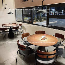 北欧复古咖啡馆西餐厅金属休闲靠背扶手椅创意商用洽谈餐桌椅组合