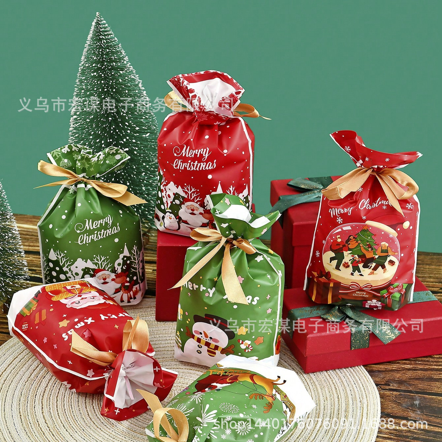 10pcs-随机圣诞礼品袋，节日派对礼品袋，创意小礼物包装袋，派对