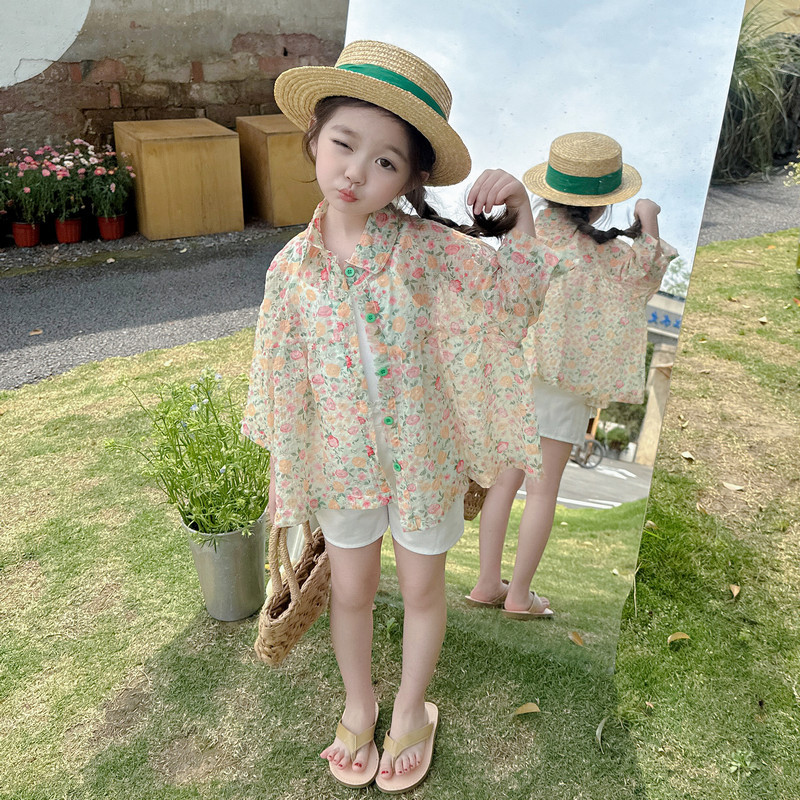 Children's Sun Protection Shirt 2024 New Summer Thin Lightweight Breathable Ice Silk Baby Girl Fashion Outerwear