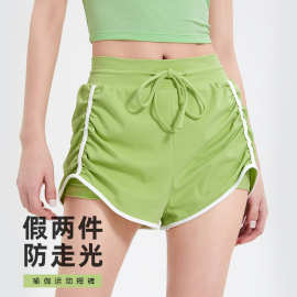 运动短裤女夏季防走光外穿跑步健身三分裤假两件瑜伽裤弹力舒适