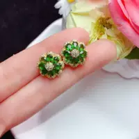 Серьги из натурального диопсида, серебро 925 пробы, капля воды, цветок, скрытая ниша, дизайн, высококачественные цветные ювелирные серьги для женщин