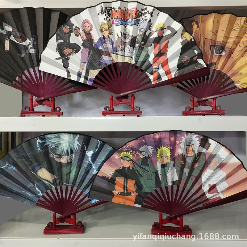 Abanico de tela de seda King Glory de 8 pulgadas Embalaje independiente Nezha El futuro es como un slam dunk Sanrio Anime Cartoon