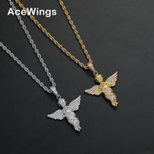 欧美嘻哈铜款小天使吊坠 丘比特情侣男女款ins铜镶锆石项链