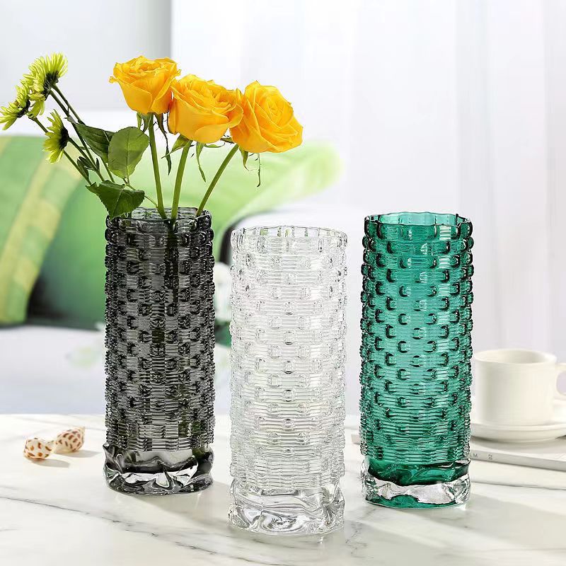 Botella de vidrio de escritorio de sala de estar flor de lujo ligera botella de vidrio de arte inswind rosa de alto nivel de cultivo de agua