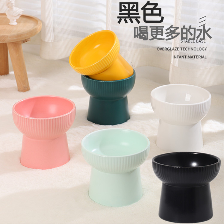 Nuevo gato tazón cuello protección en línea celebridad tazón de cerámica protección del cuello anti-negro barbilla tazón de agua lindo gato cuenca suministros para mascotas