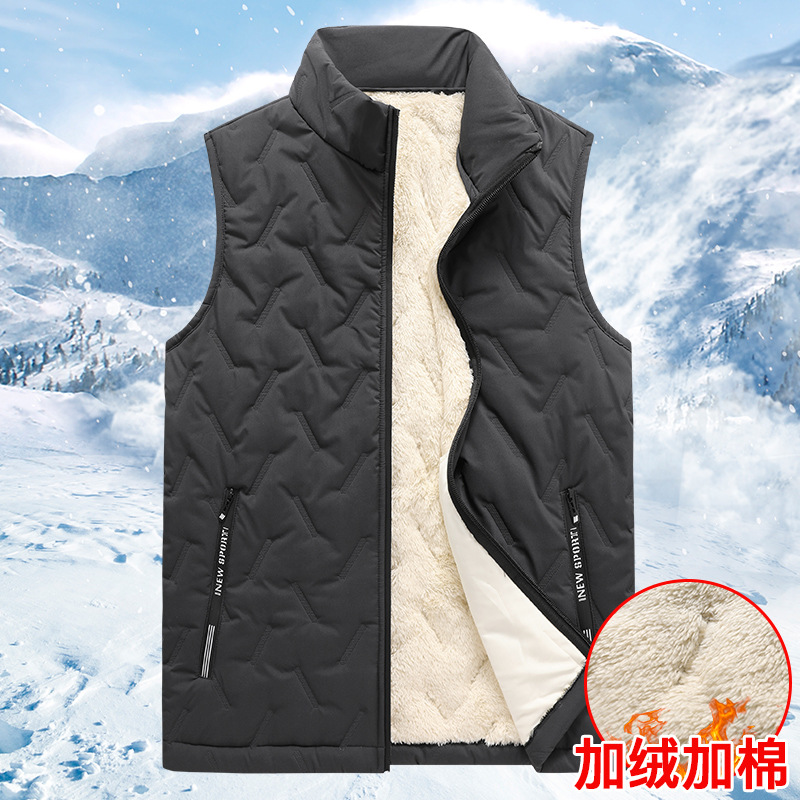 Chaleco transfronterizo marca de moda gruesa caliente hombre gran camisa de hombro de invierno otoño pareja chaleco sólido