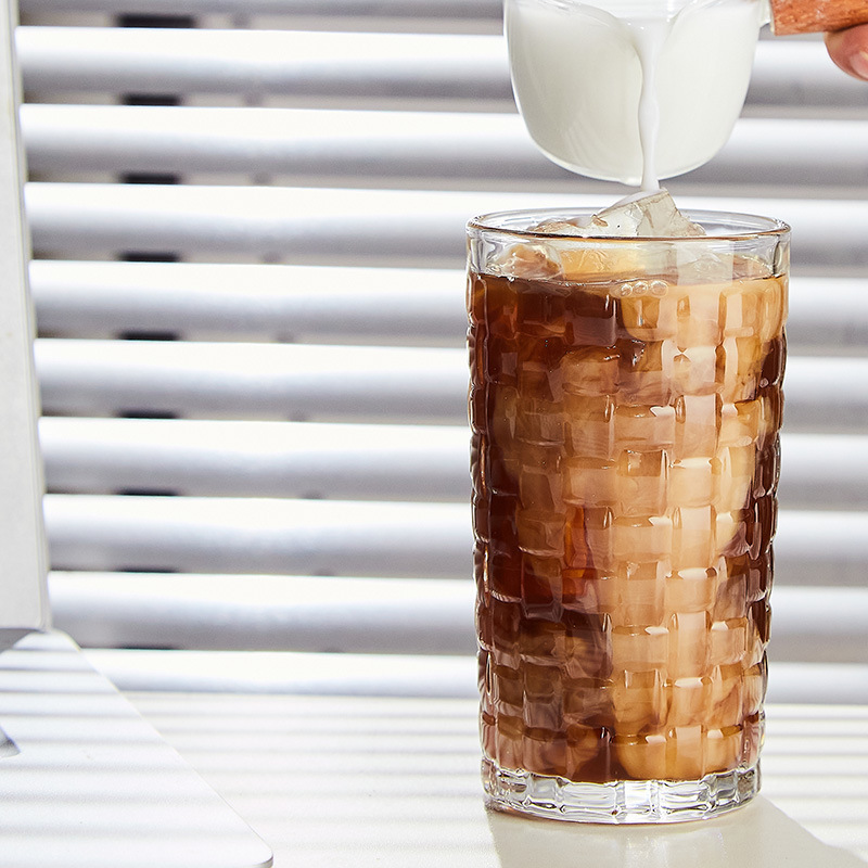 Creatividad ins ventana de vidrio de colores diseño italiano transfronterizo tejer tazas de agua whisky jugo de fruta leche café