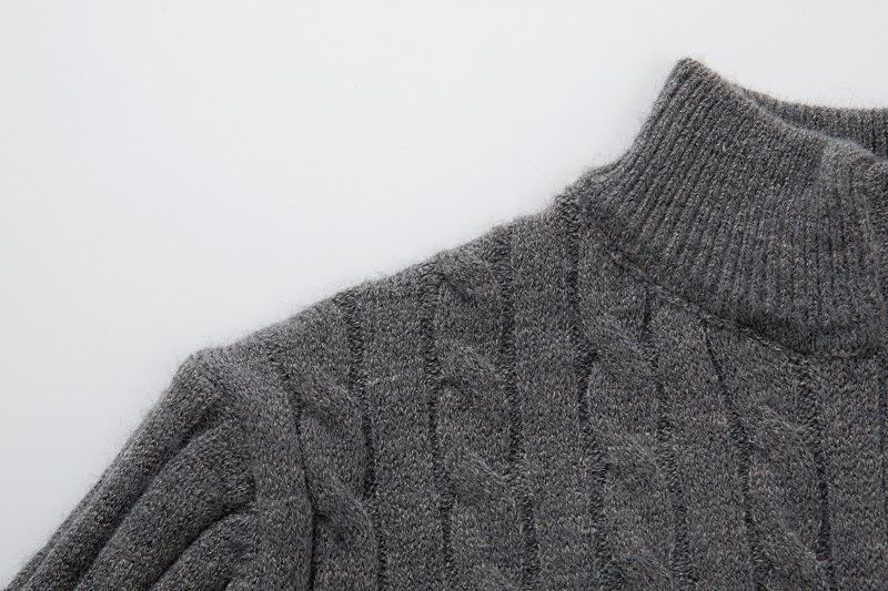 Men's Knitted Sweater With Half Zip And High Collar For Men_voghion.com