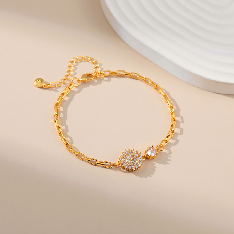 Fashion Round Copper Plating Inlay Rhinestones Bracelets 1 Piece