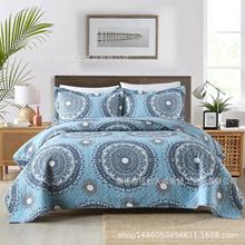 外贸原单全棉多功能夏凉被欧美风格床盖夹棉绗缝被空调被三件套