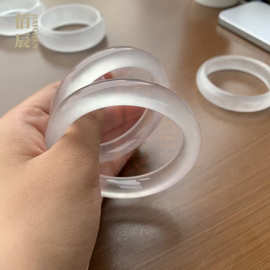 新坑翡翠冰种手镯水沫玉白月光玉镯完美冰透石英岩玉手镯